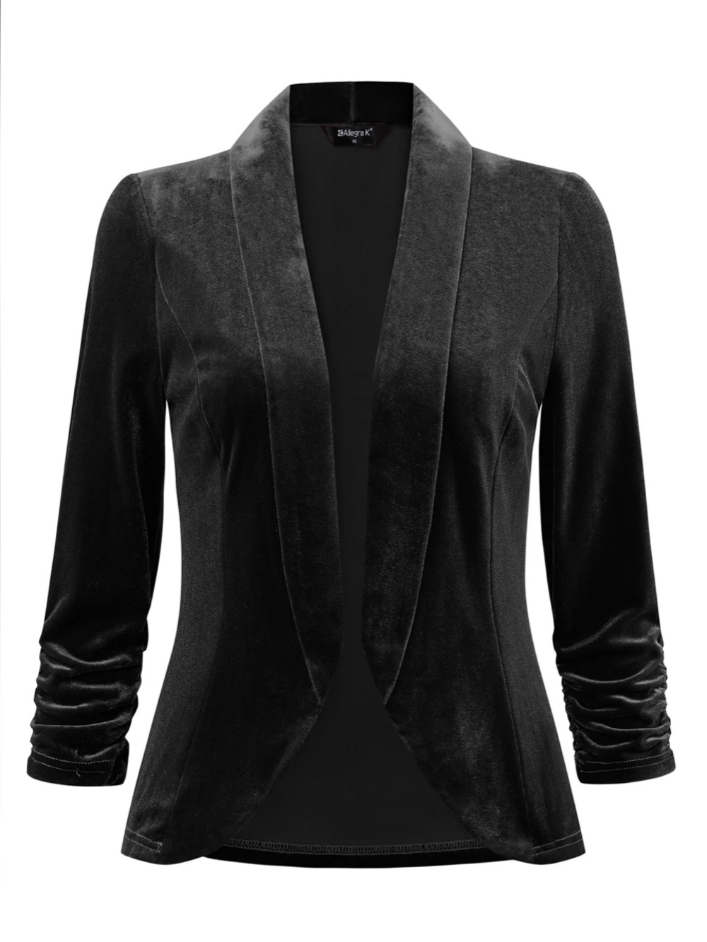 New! Allegra K Velvet Open Blazer Black